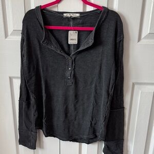 We The Free Charcoal Long Sleeve Top